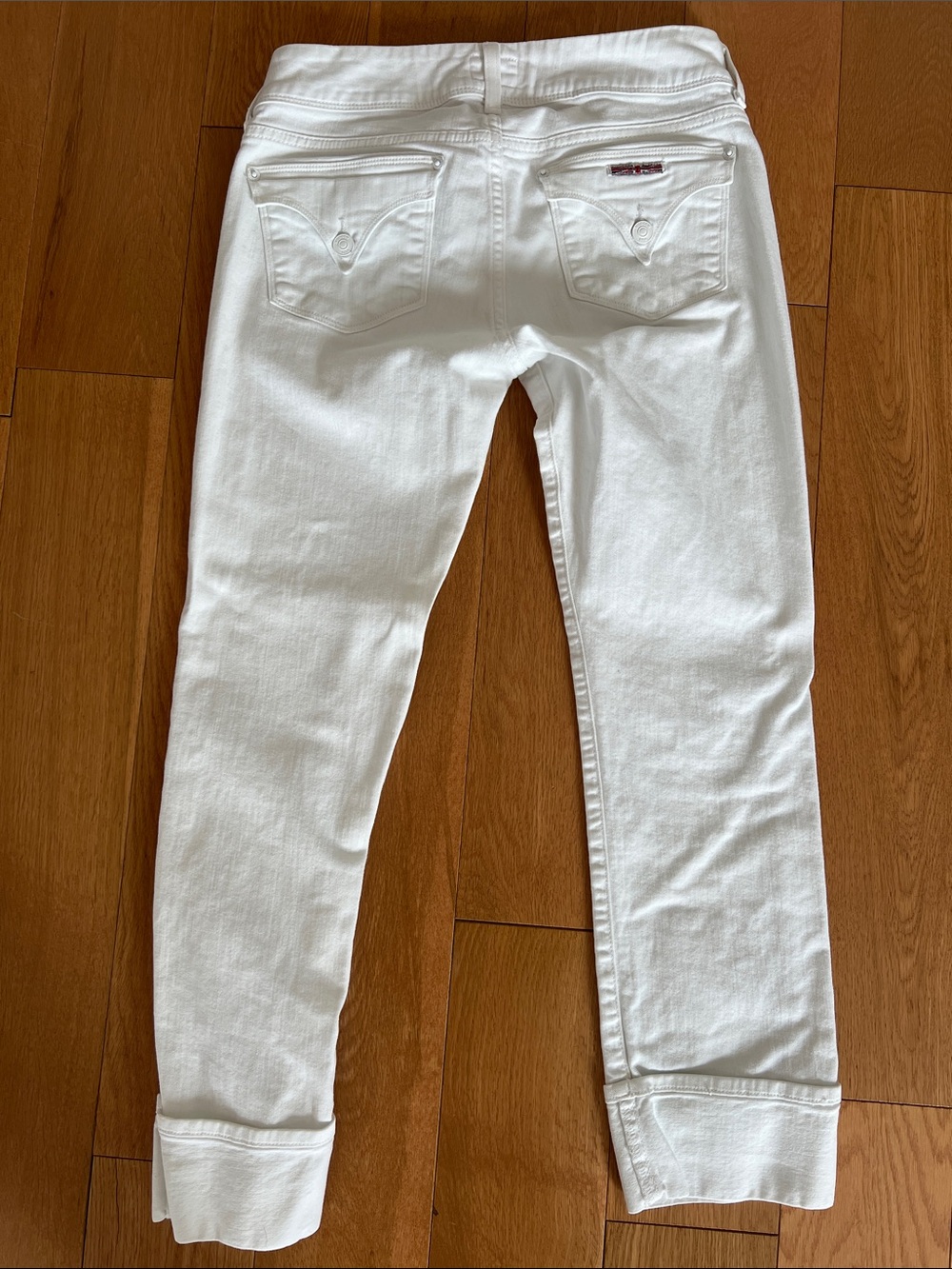 Hudson Ginny Crop Straight Cut White Denim Jeans